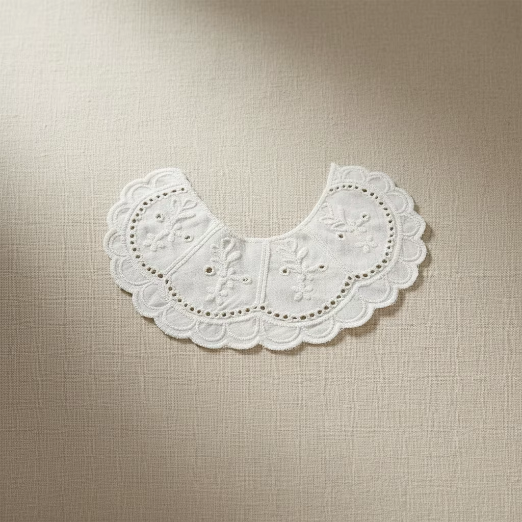 Cotton Embroidery Detachable Peter Pan Collar Vintage Floral Eyelet Lace Fake Collar For Women Dress Blouse Decor