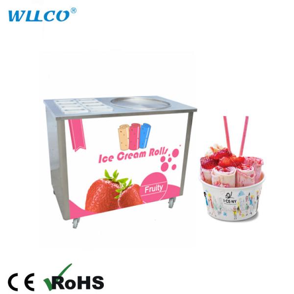 Commercial Ice Cream Roll Machine With Portability Pulley Single or Double Pans Ice Cream Roll Machine