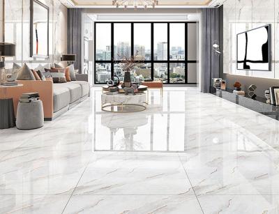 décoration vitrée par porcelaine blanche Carrare CIQ de carrelages de couleur d'or de 80x80cm SASO