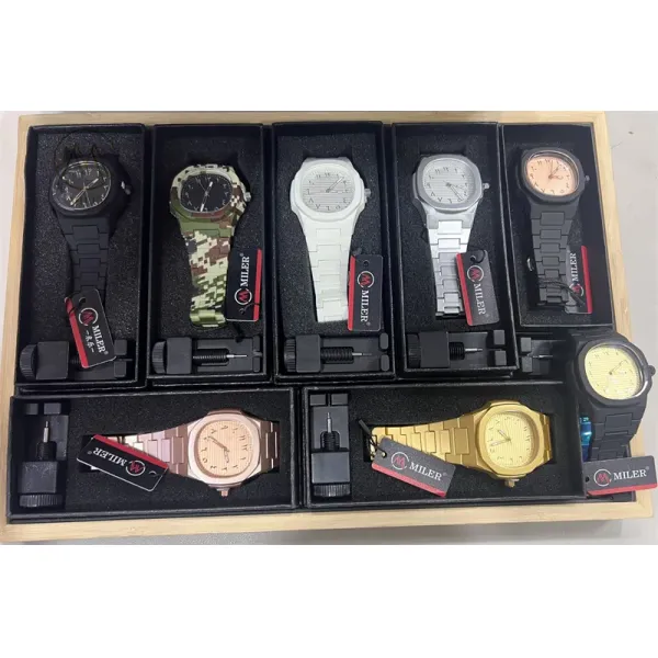Wholesale Custom Logo Creative Design Durable Denim Quartz Wrist Watch with Secure Hook Buckle