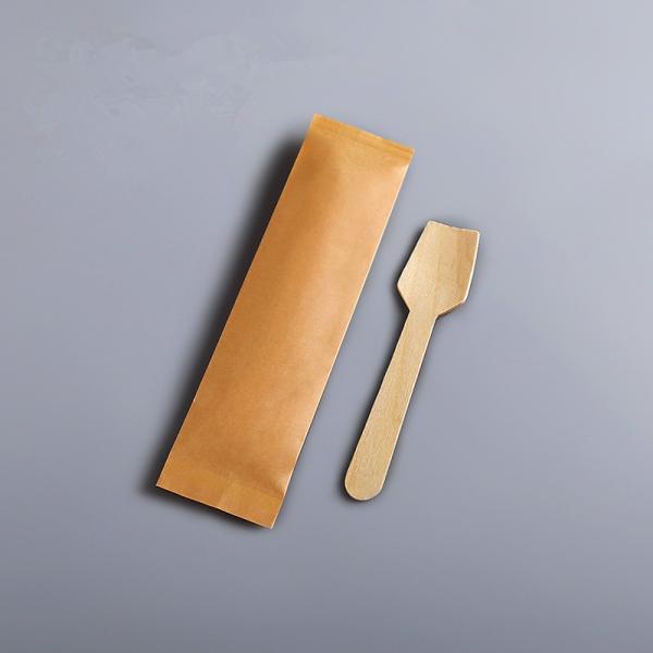 100 Pack Mini Wooden Spoons Disposable Square End Tasting Spoon Small for Ice Cream