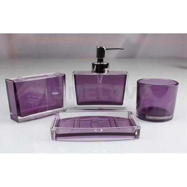 Modern Purple Toothbrush holder 5 piece Plastic Bathroom Set soap dispenser