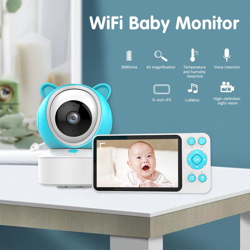 Hot Sale HD 1080P Tuya Smart Baby Pet Monitor Wifi Night Vision Camera 5.0 IPS Screen 3X Zoom Motion&Cry&Temperature Detection