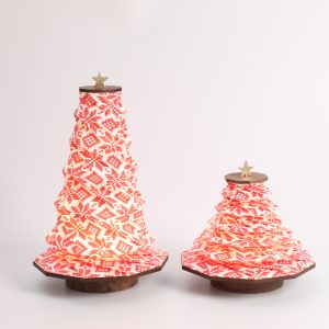 Origami Tyvek Paper Christmas Tree Shaped Light Lamp Standing Foldable Home Decor