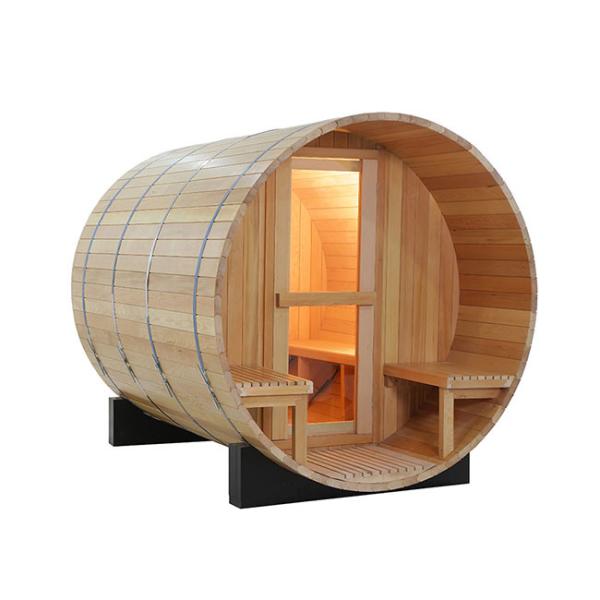 1800x1800MM Backyard Hemlock Wood Barrel Sauna Room With Porch