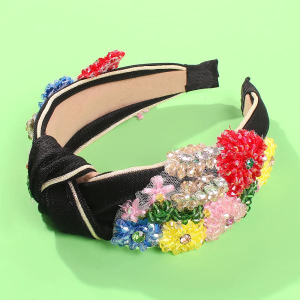 Fashion new elegant bow with diamond-encrusted headband personality luxury cloth heavy foreman hoops