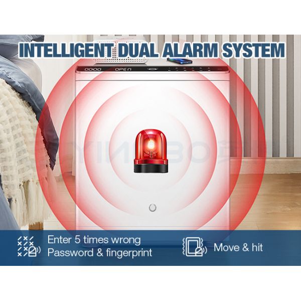 Fingerprint Lock Smart Safe Box Intelligent Alarm Hidden box Nightstands Wireless Charging