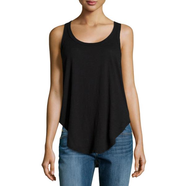 Ribbed Slub-Knit Tank, Black