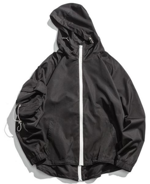 Chic Mens Hooded Zip Up Jackets , Anorak Pocket Nylon Hooded Windbreaker