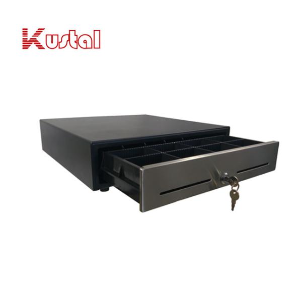 12V RJ11 410mm Black Plastic Insert Stainless Panel POS Economical Cash Drawer