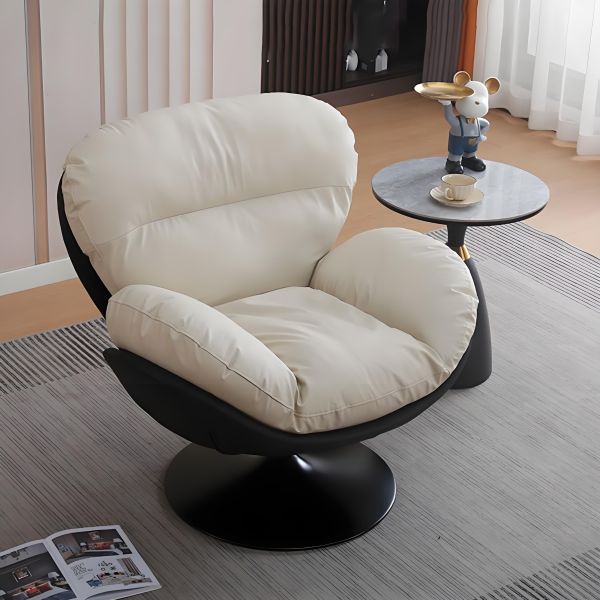 Modern Eggshell Swivel Recliner Single-Seater Accent Lounge Sofa Chair for Living Room Outdoor Leisure Lazy Recliner Comfortable