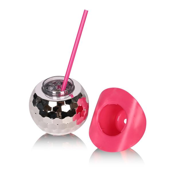 Pink Cowboy Hat Disco Ball Cup With Straw 600ml 20oz Food Grade Plastic