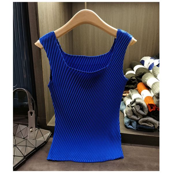 High-end Vest Camisole ~ Pure Color Inner Wear Elastic Slimming Pleated T-shirt for Women Summer New