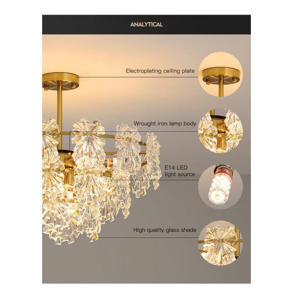 Transparent Glass Led Chandelier For Living Room Foyer Hall Luxury Ceiling Lamp Decor Kitchen leaf chandelier(WH-CY-250)