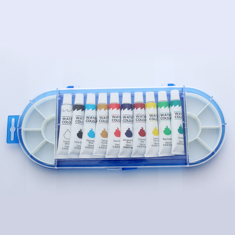 Wholesale custom10 color art painting PP box 12ml watercolor paint