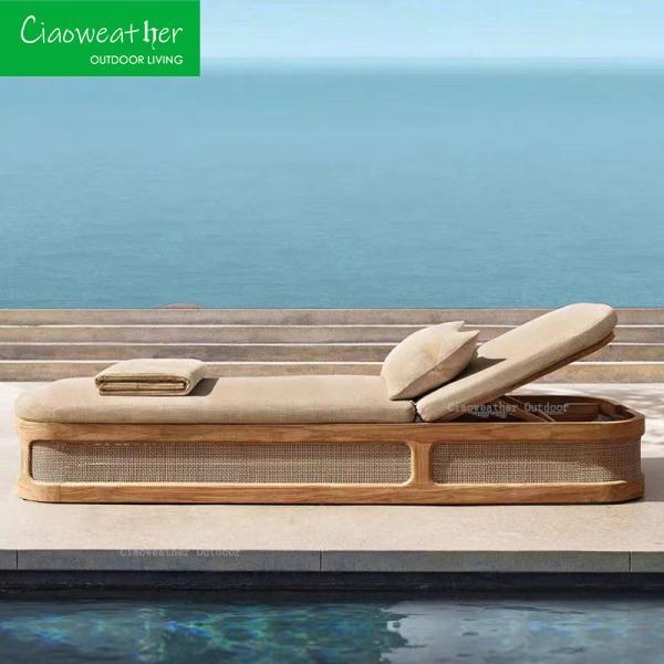 Garden Patio Sun Lounger for Villa Courtyard Outdoor High End Furniture Hotel Swimming Pool Teak Sunlight Bath Bed Set