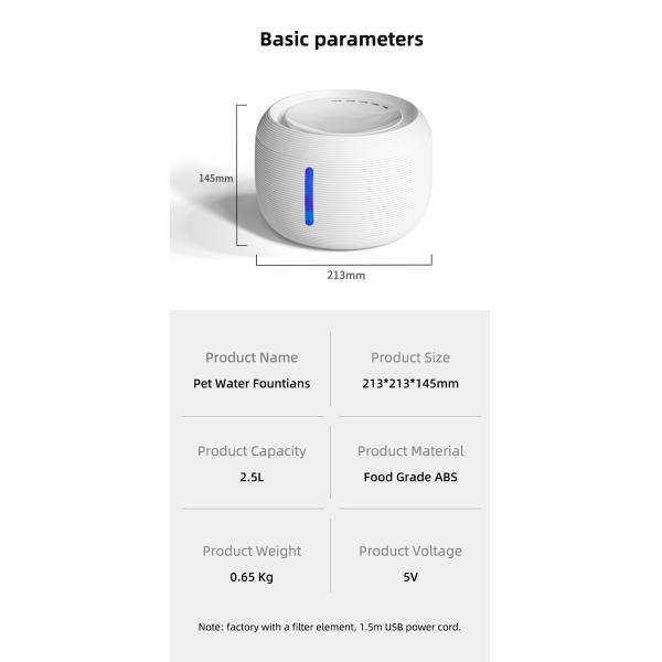 Electric Pet Drinking Dispenser 1.5W , Circulation Filter Dog Water Dispenser