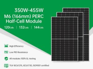 Half Cell IP67 Grade A Waterproof Home Solar Panel System 450W 166Mm