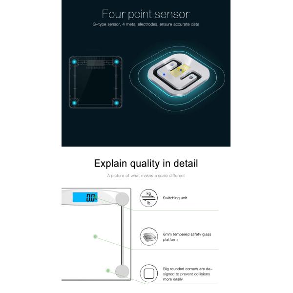Glass 180kg 396lb Electronic Bathroom Weighing Scales