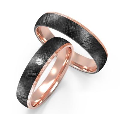 Une texture unique, des anneaux de mariage en titane noir classique pour couples.
