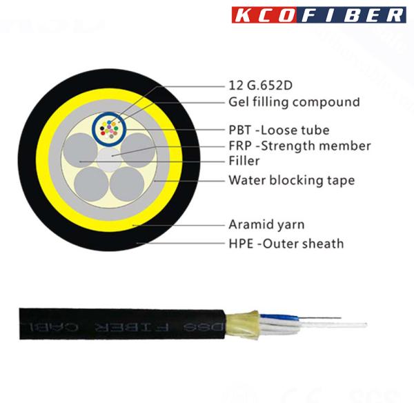 Outdoor All Dielectric Self Supporting SM G652D 12fo 96fo Fiber Optical Cable ADSS