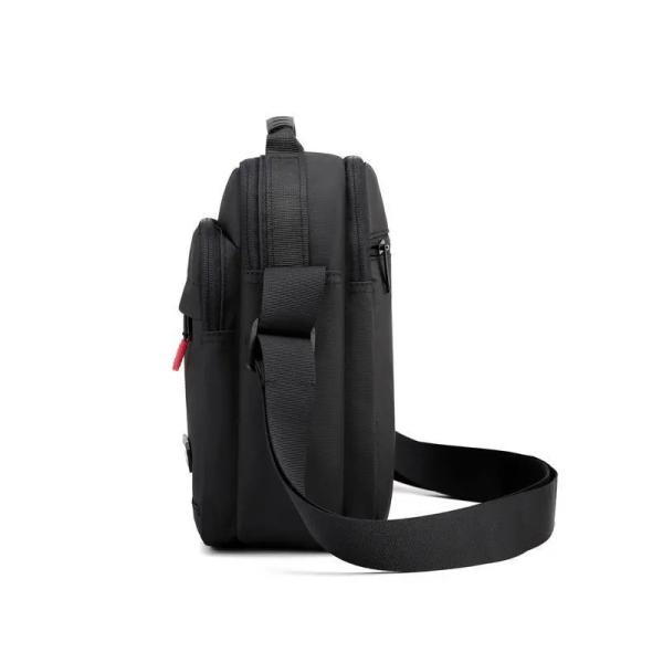 Custom Unisex Man Bag Messenger Men's Crossbody Shoulder Bag Black With Water Bottle Holder