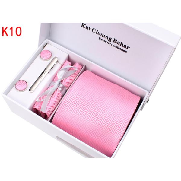 Mens silk check necktie set with gift box