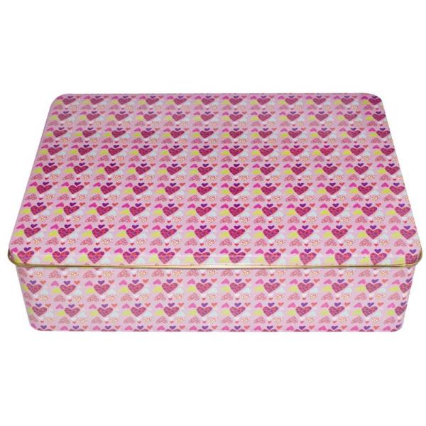 Painted Metal Square Tin Cookie Containers For Food Storage