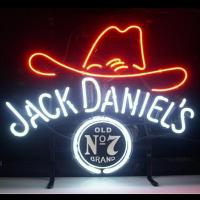 “JACK DANIEL ' de Hat idoso do vaqueiro de S NO.7 luz iluminada de néon de vidro real da barra da cerveja da exposição do sinal” para o quarto do presente
