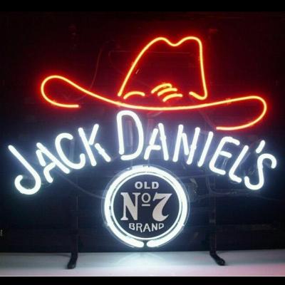 JACK DANIEL'S NO.7 Old Cowboy Hat  Real Glass Neon Lighted Sign Display Beer Bar Light for Gift Bedroom