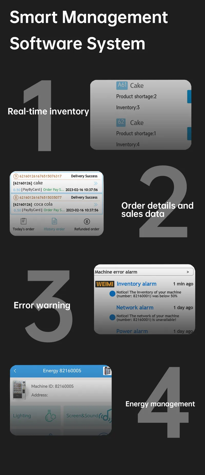 Large 55-Inch Touch Screen Vending Machine with Lightbox For Selling Snacks and Drinks