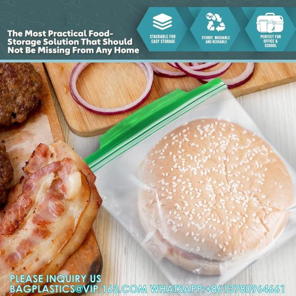 Leakproof Freshness-Lock Sandwich Bags With Food-Safe Zipper Storage Bags For Sandwiches, Snacks, Fruits Reseal