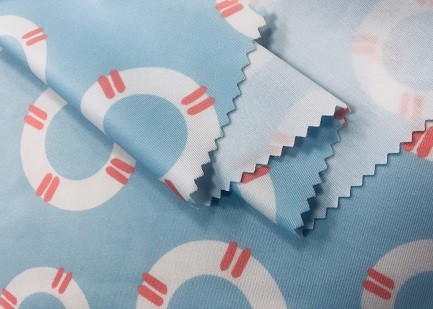 85% Polyester Digital Printing Fabric For Swimsuit Sky Blue Swim Ring 200GSM