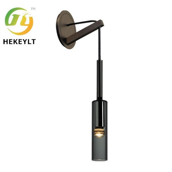 Única luz luxuosa moderna da parede da cabeceira do quarto todo o cinza do fumo da lâmpada de pendente da tevê do cobre