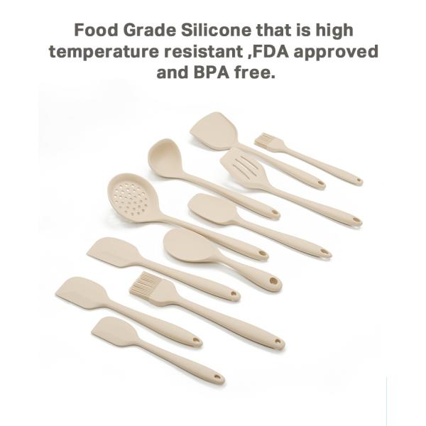 11-Piece Silicone Kitchen Utensil Set with Round Holder Multi-Functional Cooking Tools