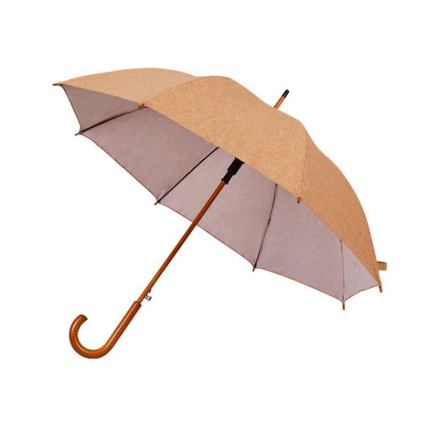 Eco-Friendly Protection Cork Umbrella with Wooden Shaft and Handle 105cm Open Diameter