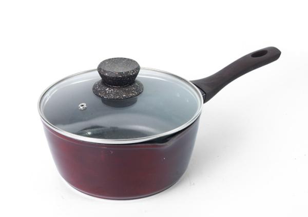 Round Granite Coating 5.5mm Non Stick Milk Pan With Lid