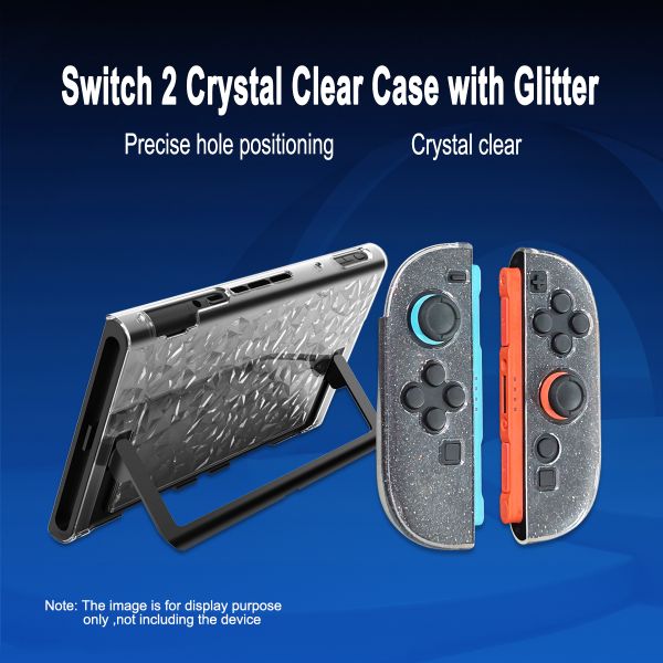 Sparkling TPU Controller Cases with Diamond Pattern PC Middle Frame Cover - Anti-Slip Grip & Shockproof Hard Shell Set for Nintendo Switch 2