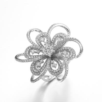 Dobro-flor dos anéis de Sterling Silver CZ do anel de noivado 925 da flor