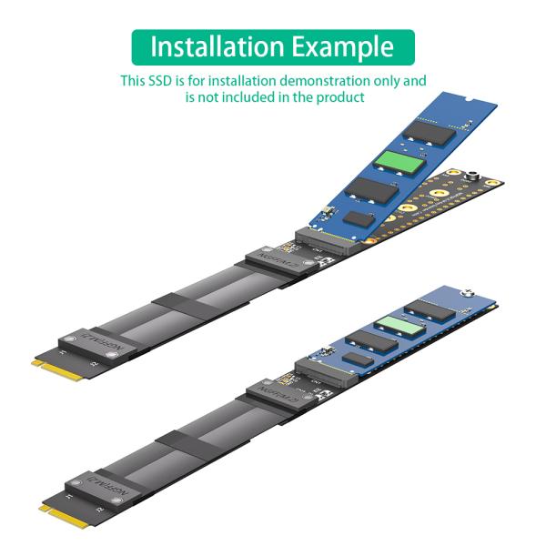 M.2 NVMe SSD Extension Cable PCIe 3.0 X4 Full Speed with 20cm Length for Key M Interface