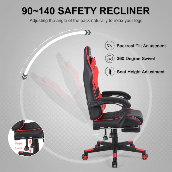 Competitive Iron Metal Computer Racing Gaming Chair with Footrest and Lumbar Support