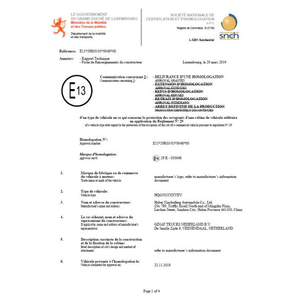 CHINA SINOMACH HEAVY INDUSTRY CO., LIMITED Certifications
