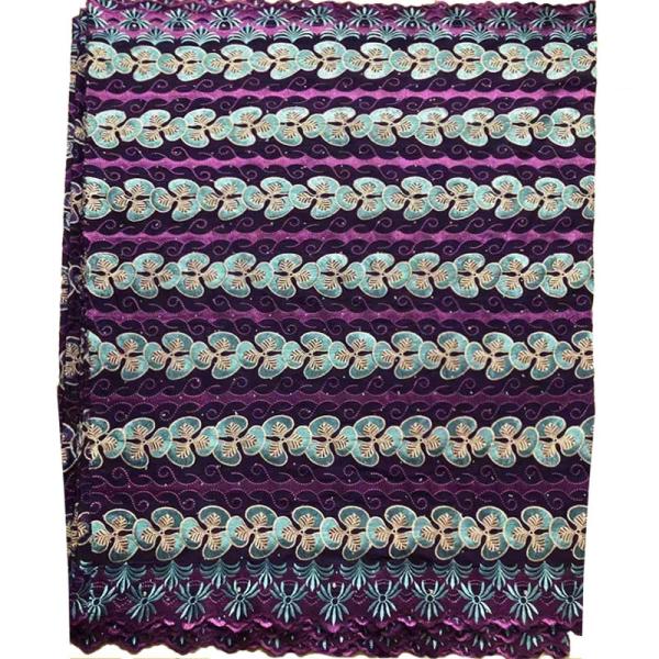 Multi Color 125cm Swiss Voile Lace Coloured Embroidery Fabric Rhinestone Decoration