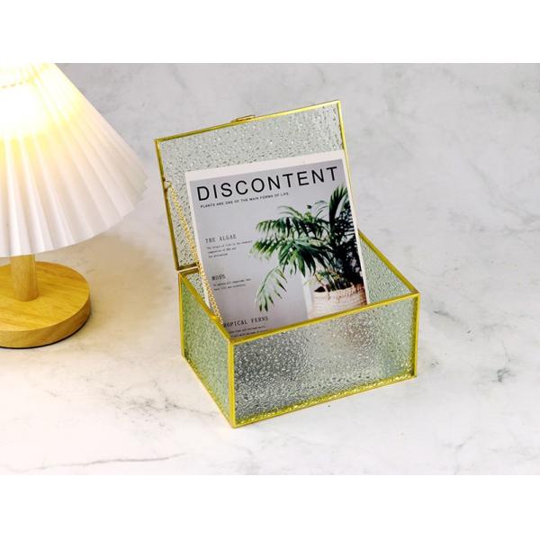 Retro Mirror glass artifact Cosmetic Storage Box Diamond Copper Edge Jewelry box Glass gift box Dust proof with lid
