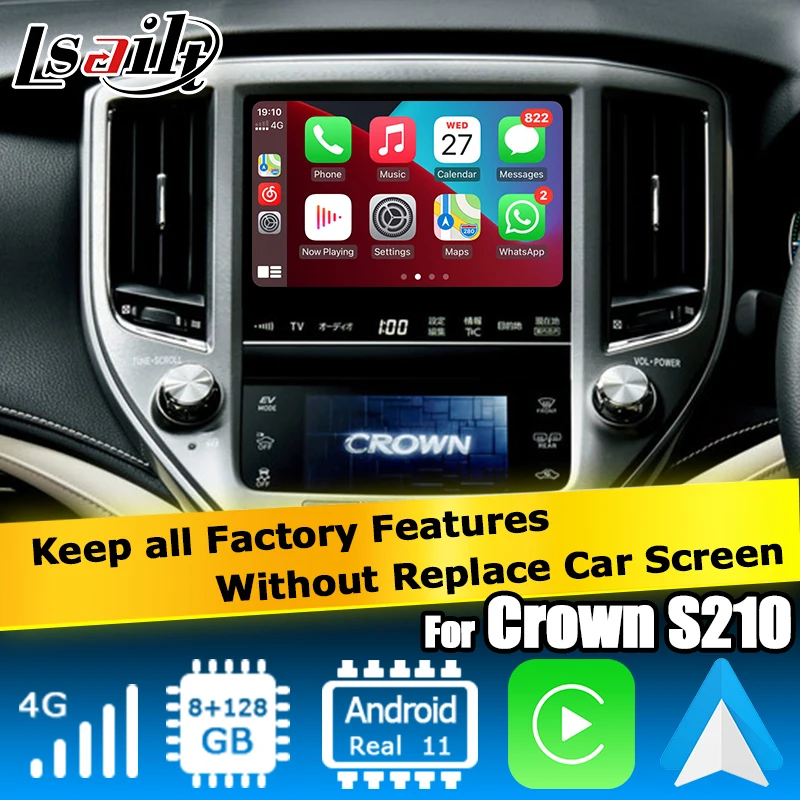 8+128GB Toyota Crown Android Carplay интерфейс 14-го поколения AWS214 GWS215 S210 на базе Qualcomm