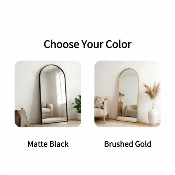 Kingstin Arched Full-Length Mirror Black Thin Frame - Bohemian Wabi-Sabi Home Decor for Living Room Bedroom