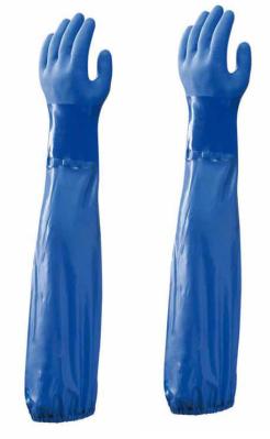 Luvas resistentes do óleo azul da cor, luvas longas do trabalho da luva pulverizadas não