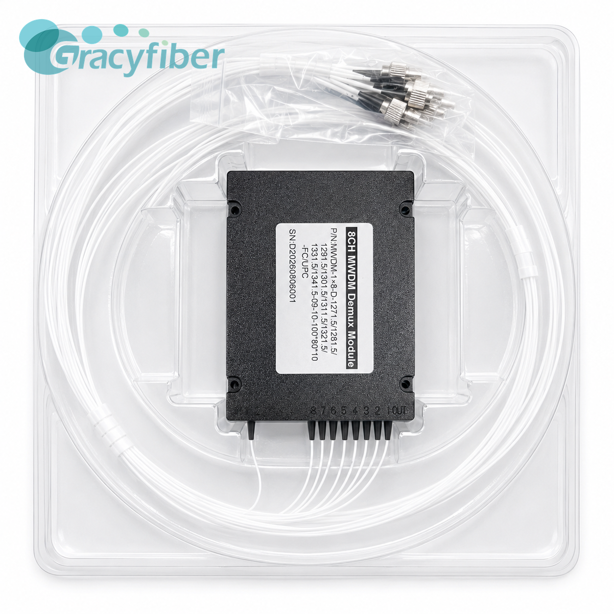 8CH MWDM Mux Module 1271.5–1341.5nm 10nm Spacing Low Insertion Loss FC UPC 100×80×10mm ABS Box,Passive Optical Components