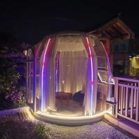 Tentes à bulles extérieures transparentes avec emballage en carton en bois
