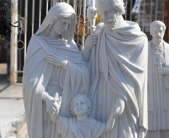 Marble Holy Family Statues Religious Life Size Jesus Stone Hand Carving Church Decor
